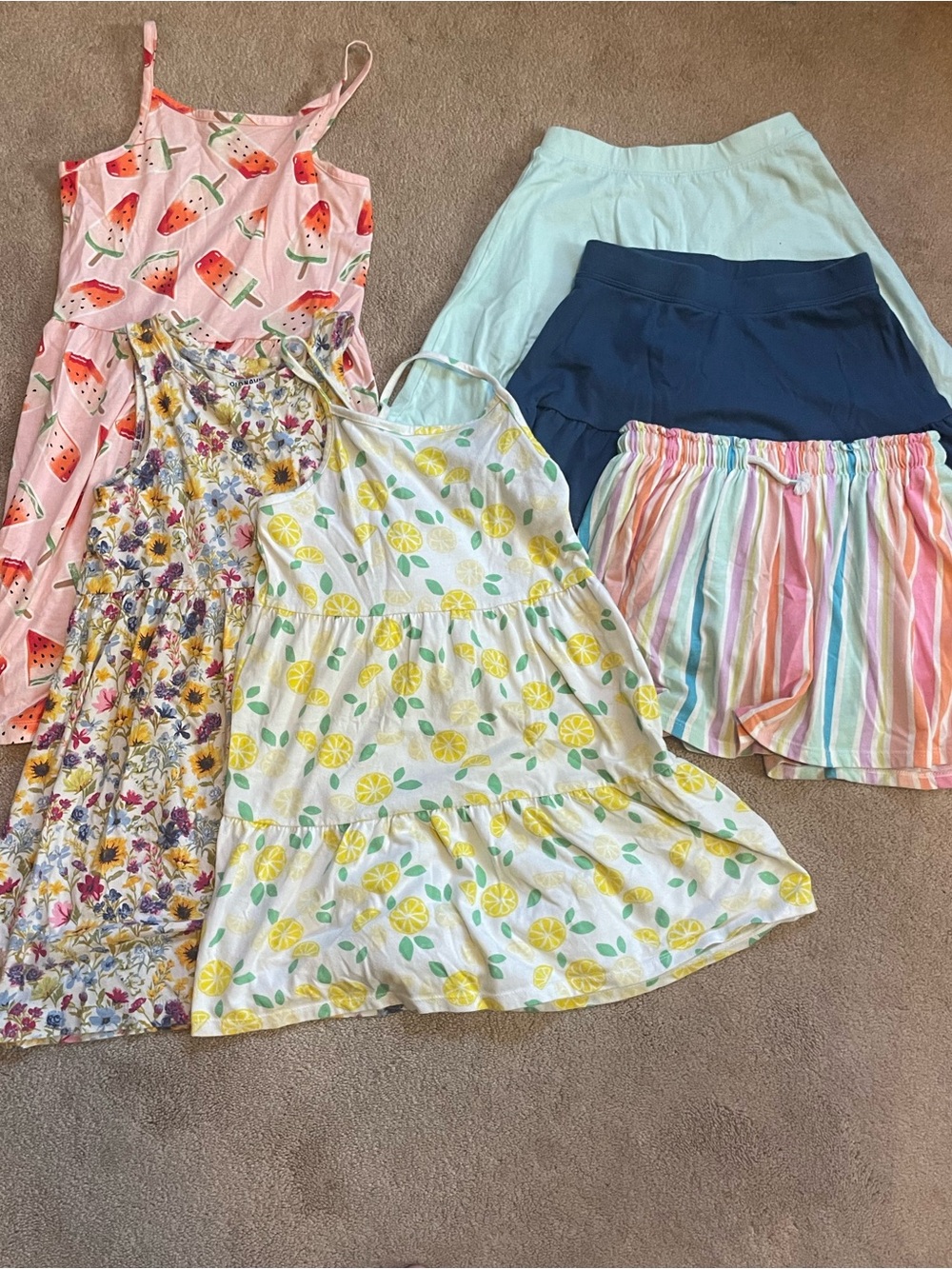 Girls Mixed Summer Dresses & Skorts - Lemon, Strawberry & Floral Prints
